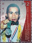 Mansueto Velasco, Silber 1996, auf einer philippinischen Briefmarke von 2017
