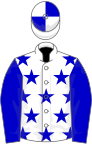 White, blue stars and sleeves, quartered cap