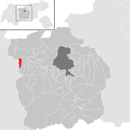 Ligging van Pfaffenhofen in het district Innsbruck Land