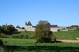 de buurt van de kerk en de kasteelboerdrij.