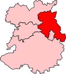 Map showing the location of The Wrekin constituency in Shropshire under the boundaries created by the 2023 boundary review and first used at the 2024 general election.