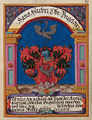 Wappen der Hueber im Wappenbuch Ungeldamt Regensburg, Hans Hueber († 1626), 1625 Obrister Ungeltherr, dem 1626 Wolfgang Schiltl († 1629) folgte