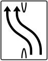 501-11 Überleitungstafel; Darstellung ohne Gegenverkehr: zweistreifig nach links