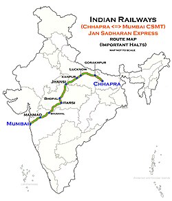 (Chhapra–Mumbai CSMT) Jan Sadharan Express route map