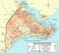 Bizans Konstantinopolis haritası. Kontoskalion, şehrin güneydoğu parçasında yer alır ve Julianus/Sophia olarak isimlendirilir.