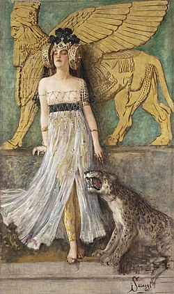 Babil kraliçesi Semiramis, 1905, İtalyan ressam Cesare Saccaggi da Tortona'nın sembolist eseri.