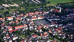 Aerial view of the town center