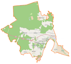 Mapa konturowa gminy Kobylanka, po prawej nieco na dole znajduje się punkt z opisem „Zieleniewo”