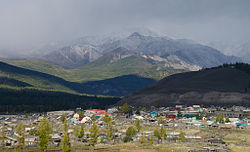 The village with the Mönkh Saridag in the background