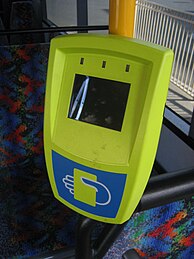 First generation Myki fare payment device on board a bus in Geelong, Victoria