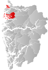 Lage der Kommune in der Provinz Vestland