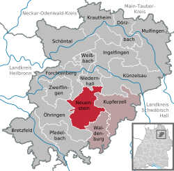 Elhelyezkedése Baden-Württemberg térképén