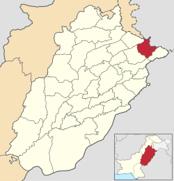 Karte von Pakistan, Position von Distrikt Sialkot hervorgehoben