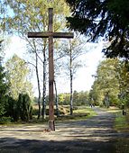 Polish wooden cross, the oldest monument in Bergen-Belsen.