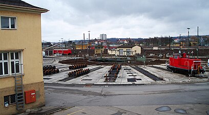 Rail turntable in Regensburg, Bavaria, Germany