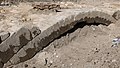 800 Jahre alter Brückenbogen der ersten Steinbrücke – freigelegt an der Neustädter Seite vom Landesamt für Archäologie während der Restaurierung