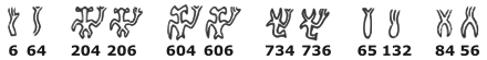 ligatures of various glyphs with the allographs 6 and 64