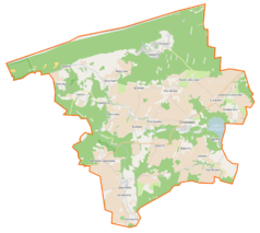 Mapa konturowa gminy Choczewo, u góry po lewej znajduje się punkt z opisem „Stilo, latarnia morska”