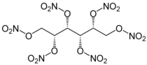 Structuurformule van mannitolhexanitraat