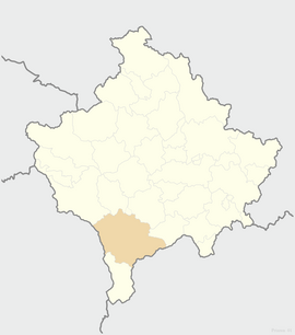 Prizren Belediyesi sınırlarının Kosova'daki konumu