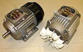 Large electric motors may have a cooling fan either on the back or inside the case. (Shown with the black rear cover removed.)