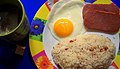 Sinangag, Filipino fried rice, with spam and fried egg