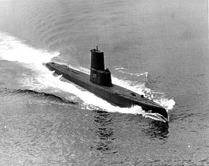 Menhaden (SS-377) underway, c. 1961.