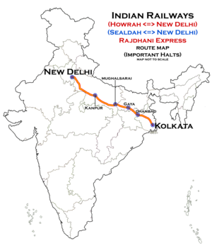 Sealdah Rajdhani Express route map