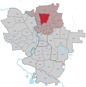 Lage des Stadtteils Gottfried-Keller-Siedlung in Halle (Saale) (anklickbare Karte)