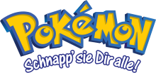 Pokémon-Logo der ersten Generation mit dem Untertitel „Schnapp’ sie Dir alle!“