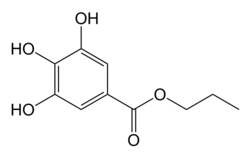 Structuurformule van propylgallaat