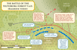 Kaart van de Slag bij het Teutoburgerwoud