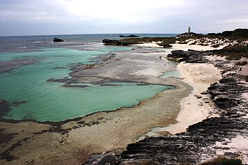 View of the Basin, from atop the limestone outcrop at its western end