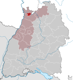 Elhelyezkedése Baden-Württemberg térképén