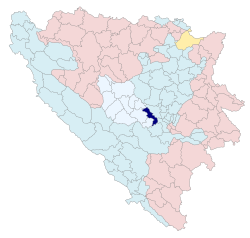 Location of Kiseljak within Bosnia and Herzegovina