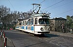 Twaalfassige Düwag tram met 4 geledingen gebouwd voor de RHB te Ludwigshafen, 1971.