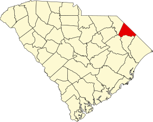 Map of South Carolina highlighting Dillon County