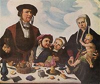 Maarten van Heemskerck (1498–1574), Family of Pieter Jan Foppesz, prior to c.1532, considered the first family portrait, in Dutch portraiture.[54]