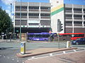 Buses entering the former bus station, July 2009