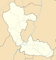 Mapa konturowa Risaralda, na dole nieco na prawo znajduje się punkt z opisem „Pereira”