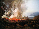 Johan Christian Dahl, 1826, Eruption of Vesuvius, pictură de unul dintre pictorii care urmează cel mai fidel stilul lui Freidrich