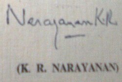 K. R. Narayanans signatur