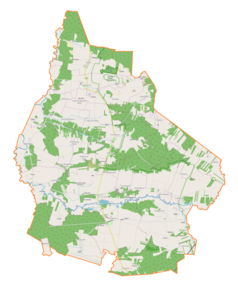 Mapa konturowa gminy Kluczewsko, po lewej znajduje się punkt z opisem „Kolonia Mrowina”