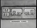 Cross section drawing of the Maastunnel (1070 m) in the Netherlands showing separate road decks, isolating the different traffic groups of motor vehicles, cyclists and pedestrians from each other (1938 video)