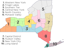 Map of the economic regions in the state of New York