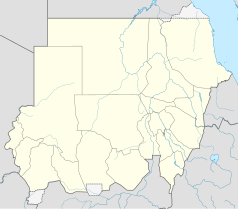 Mapa konturowa Sudanu, po lewej nieco na dole znajduje się punkt z opisem „Kabkabijja”