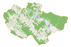 Mapa konturowa gminy Dydnia, po prawej znajduje się punkt z opisem „Ulucz, cerkiew”