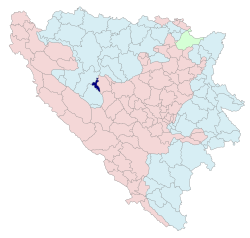 Location of Jezero within Bosnia and Herzegovina