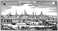 Die Burgkirche von Westen (1641), links im Bild (Merian)