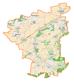 Mapa konturowa gminy Marcinowice, po prawej nieco u góry znajduje się punkt z opisem „Chwałków”